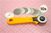 Rotarry Cutter - 45mm Rotary Cutter and 10x Blades