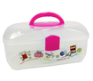 Large Sewing Box - Clear with Pink Trim