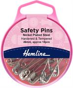 HEMLINE HANGSELL - Nickel Safety Pins, 46mm (18 pcs)