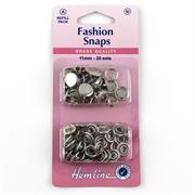 HEMLINE HANGSELL - Solid Top Fashion Snaps, 11mm - silver