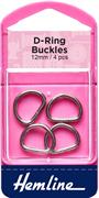 HEMLINE HANGSELL - D-Ring Buckles, 12mm 4 pcs - nickel