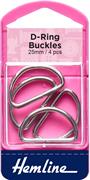 HEMLINE HANGSELL - Buckle D Rings 25mm 4 pcs - nickel