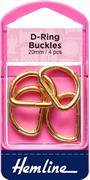 HEMLINE HANGSELL - D-Ring Buckles, 20mm (4 pcs) - gold