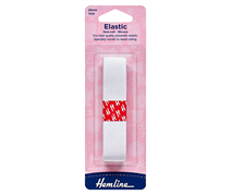 Elastic - Non-Roll Woven - White 20mm x 1m