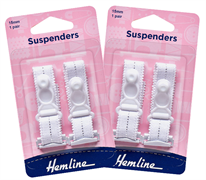 2 Pairs - 15mm Suspenders - White