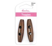 Dark Wooden Toggles 50mm 2pc