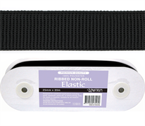 Elastic Ribbed Non-Roll - 25mm Black