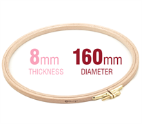 Embroidery Hoop - Wooden Screwed 8mm beechwood 6"/160mm