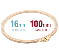 Embroidery Hoop - Wooden Screwed 16mm beechwood 4"/100mm