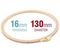 Embroidery Hoop - Wooden Screwed 16mm beechwood 5"/130mm