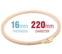 Embroidery Hoop - Wooden Screwed 16mm beechwood 8.5"/220 mm