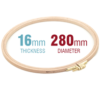 Embroidery Hoop - Wooden Screwed 16mm beechwood 11"/280mm