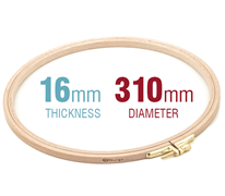 Embroidery Hoop - Wooden Screwed 16mm beechwood 12"/310mm