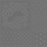 Sashiko Panel - Linen/Cotton 137 x 50cm Traditional Design Steel