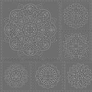Sashiko Panel - Linen/Cotton 137 x 50cm Mandala Steel