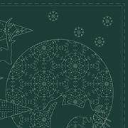 Sashiko Panel - Linen/Cotton 137 x 50cm Christmas Green