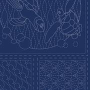 Sashiko Panel - Linen/Cotton 137 x 50cm Ocean Navy