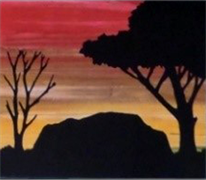 Batik Australian Silhouette Panels - Uluru