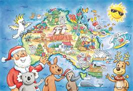 Summertime Santa Christmas Australia Map Panel - DV5417