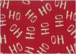 Christmas Linen Fabric 140cm - Ho Ho Ho - Red