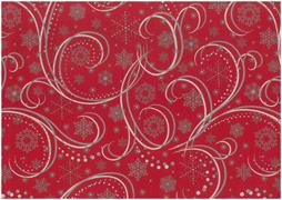 Christmas Linen Fabric 140cm - Snowflakes - Red