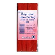 HEMLINE HANGSELL - Bias Hem Facing 25mm x 3m - red