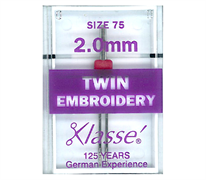 Klasse Machine Needle Twin Embroidery Size 75 - 2.0mm - Pink