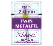 Klasse Twin Metallic Size 80 - 2.0mm Machine Needles - Yellow