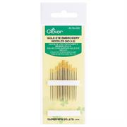 Clover Gold Eye Embroidery Needles No. 3-9