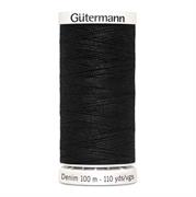 GUTERMANN - Thread Denim 100M 100% Polyester - 1000 black