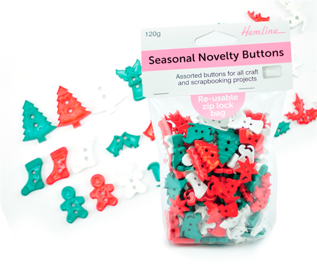 Seasonal Novelty Buttons 120g by Hemline in Button Range