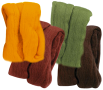 Natural Wool Roving – Gold, Rust, Moss Green & Brown