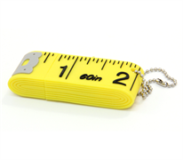 USB 2GB Tape Measure With Ball Chain - Yellow with Black