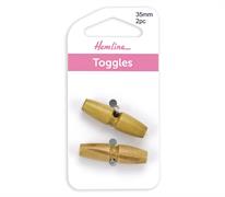 Light Wooden Toggles 35mm 2pc