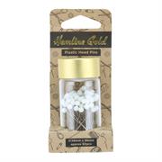 HEMLINE GOLD - White Plastic Head Pins - 60pcs/jar 0.58 x 38mm pins