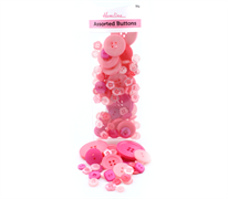 Buttons - Bulk pack - Assorted Pink Designs and Sizes