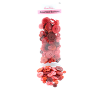 BUTTONS - BULK PACK - ASSORTED RED DESIGNS AND SIZES