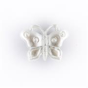 HEMLINE BUTTONS - Novelty Pearled Butterfly Button - white 18mm