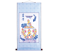 Diamond Dotz Premium Scroll - Oriental Blessing Prosperity - 48.5cm x 97cm - colourful vase