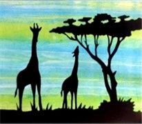 Batik African Silhouette Panels - Giraffe