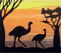 Batik Australian Silhouette Panels - Emu