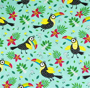 Mika Toucan Series - 100% Cotton Printed Fabric - Toucan - Jungle green - 110cm width
