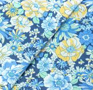 Floral Collection - 100% Cott 140Cm Width - Retro Blue