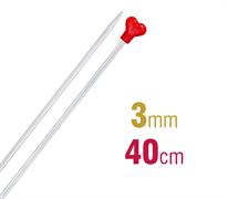 ADDI Knitting Needle 40cm X 3.00mm - aluminium heart