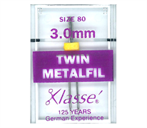 Klasse Twin Metallic Size 80 - 3.0mm Machine Needles - Yellow