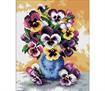 No Count Cross Stitch On White Aida 14 - vase of pansies 
