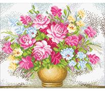 No Count Cross Stitch On White Aida 14 - vase of flowers 39 x 32cm