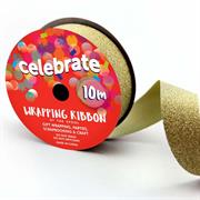 CELEBRATE - Wrapping Ribbon Glitter 23mm X 10m dark gold