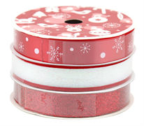 Christmas Ribbon Pack - Coordinated Trio Spool - RED