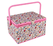 Large Sewing Basket - Sewing Notions with Pink Trim